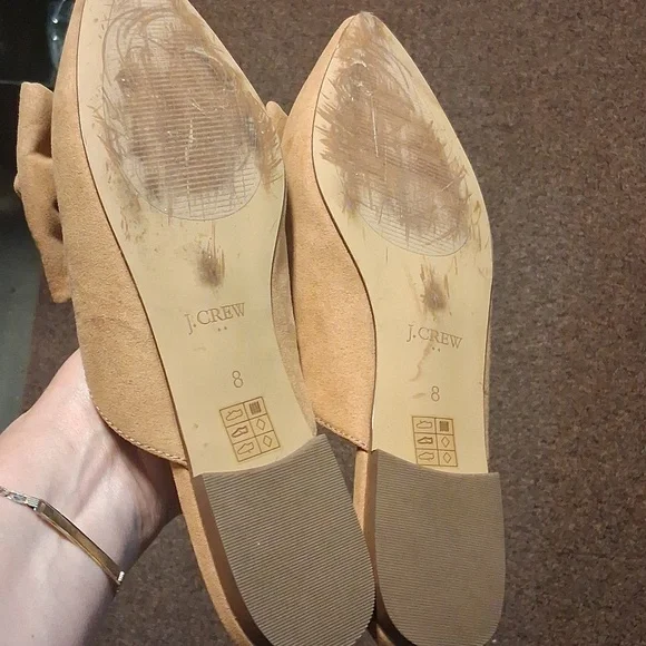 J.Crew Slip On Pointed Toe Shoes Bow Accent Tan Brown 8 - Picture 4 of 5